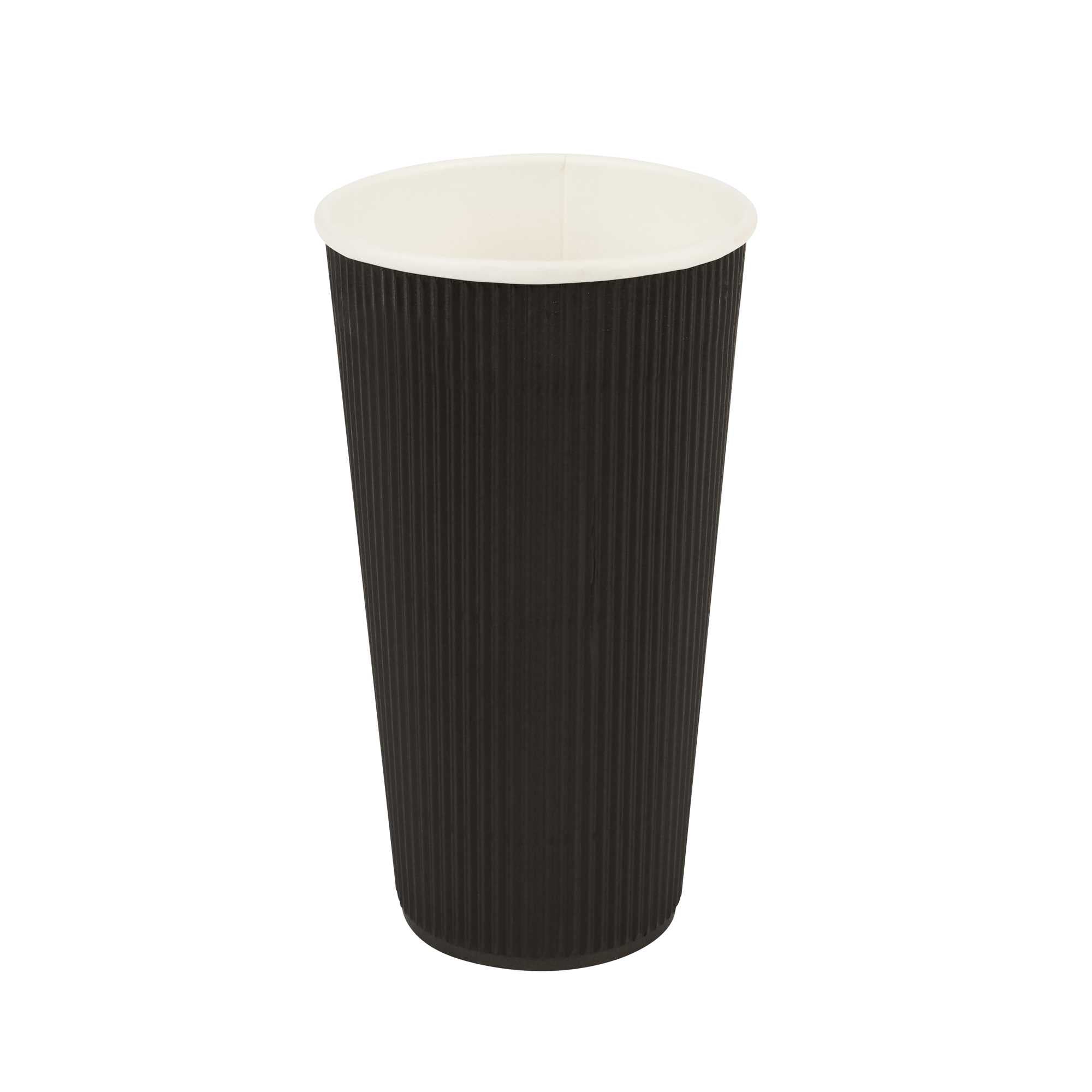 Restpresso 20 oz Black Paper Coffee Cup - Ripple Wall - 3 1/2" x 3 1/2" x 6 1/4" - 10 count box