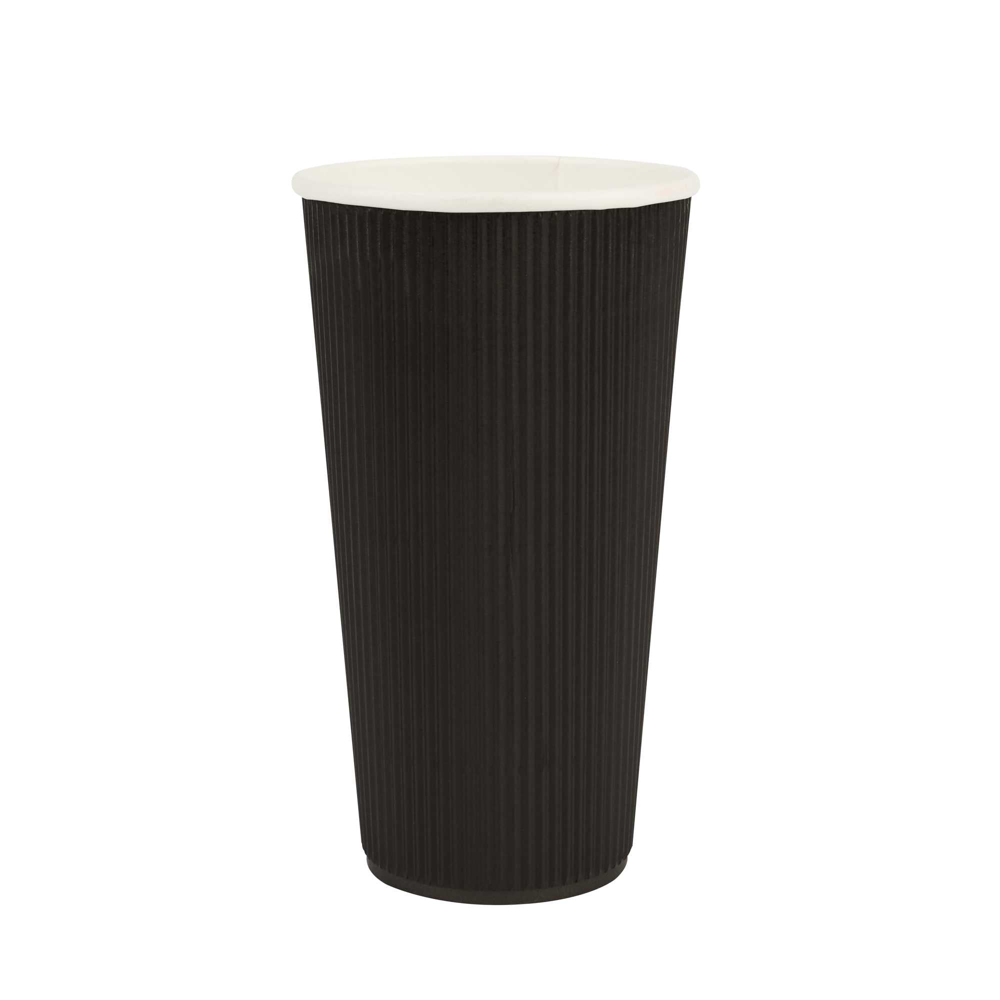 Restpresso 20 oz Black Paper Coffee Cup - Ripple Wall - 3 1/2" x 3 1/2" x 6 1/4" - 10 count box