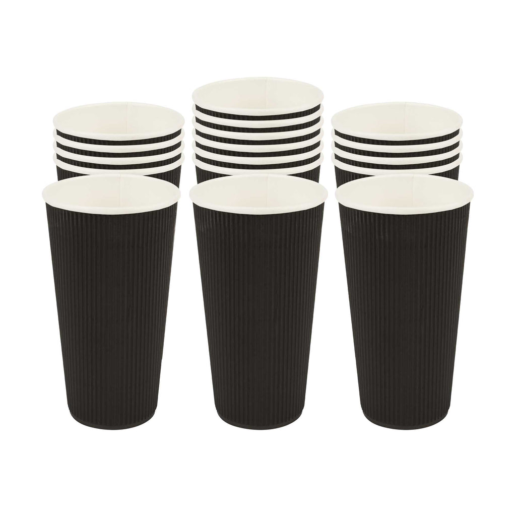 Restpresso 20 oz Black Paper Coffee Cup - Ripple Wall - 3 1/2" x 3 1/2" x 6 1/4" - 250 count box