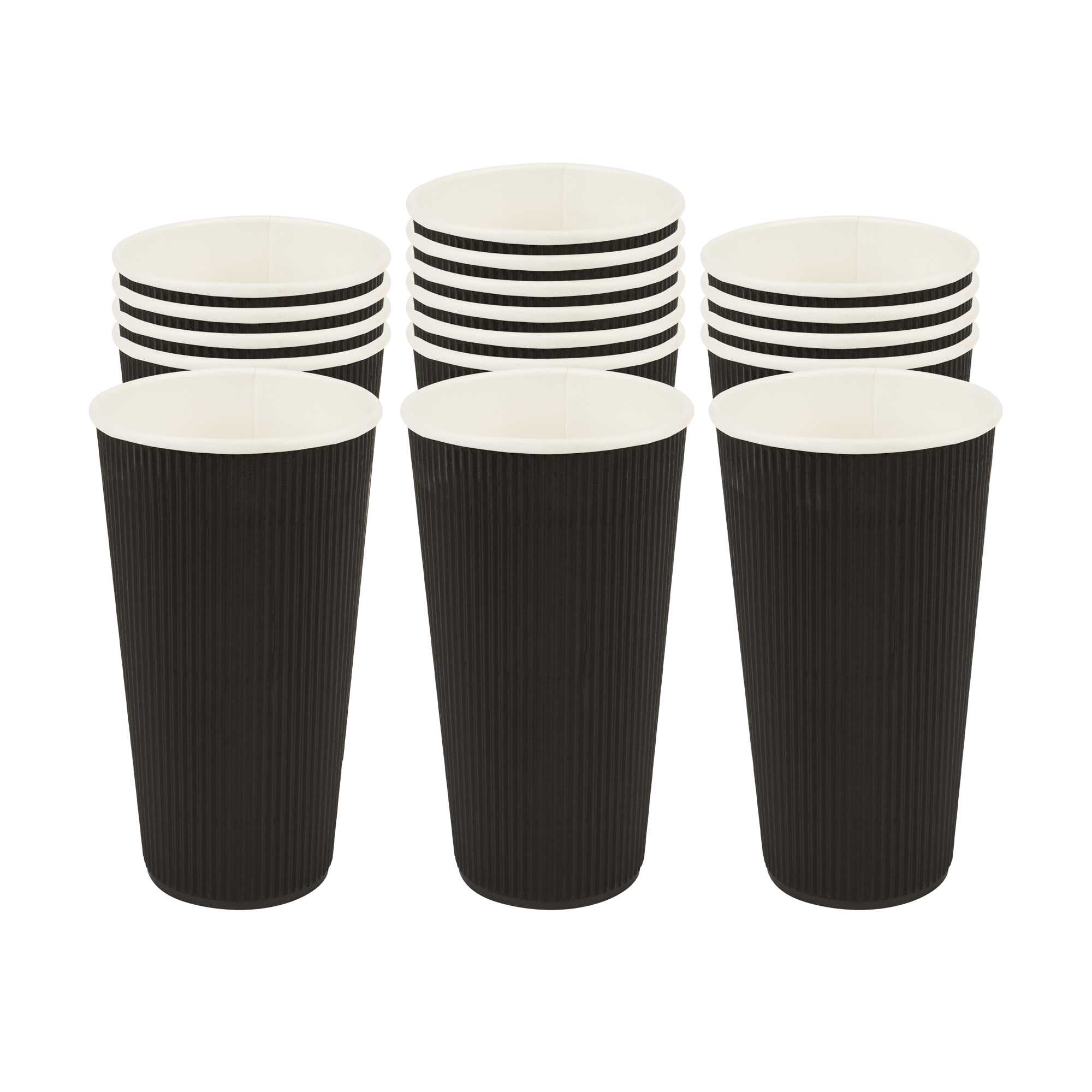 Restpresso 20 oz Black Paper Coffee Cup - Ripple Wall - 3 1/2" x 3 1/2" x 6 1/4" - 250 count box