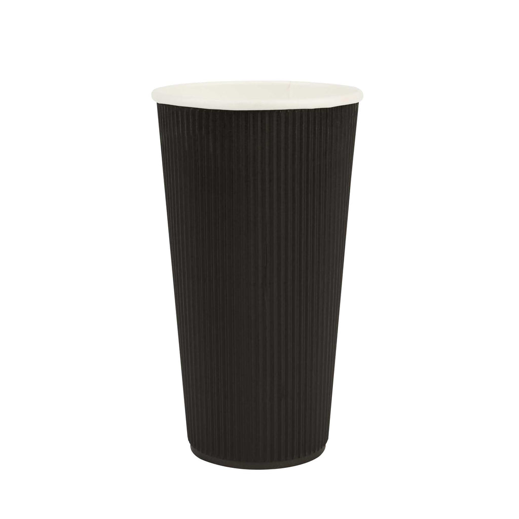 Restpresso 20 oz Black Paper Coffee Cup - Ripple Wall - 3 1/2" x 3 1/2" x 6 1/4" - 250 count box