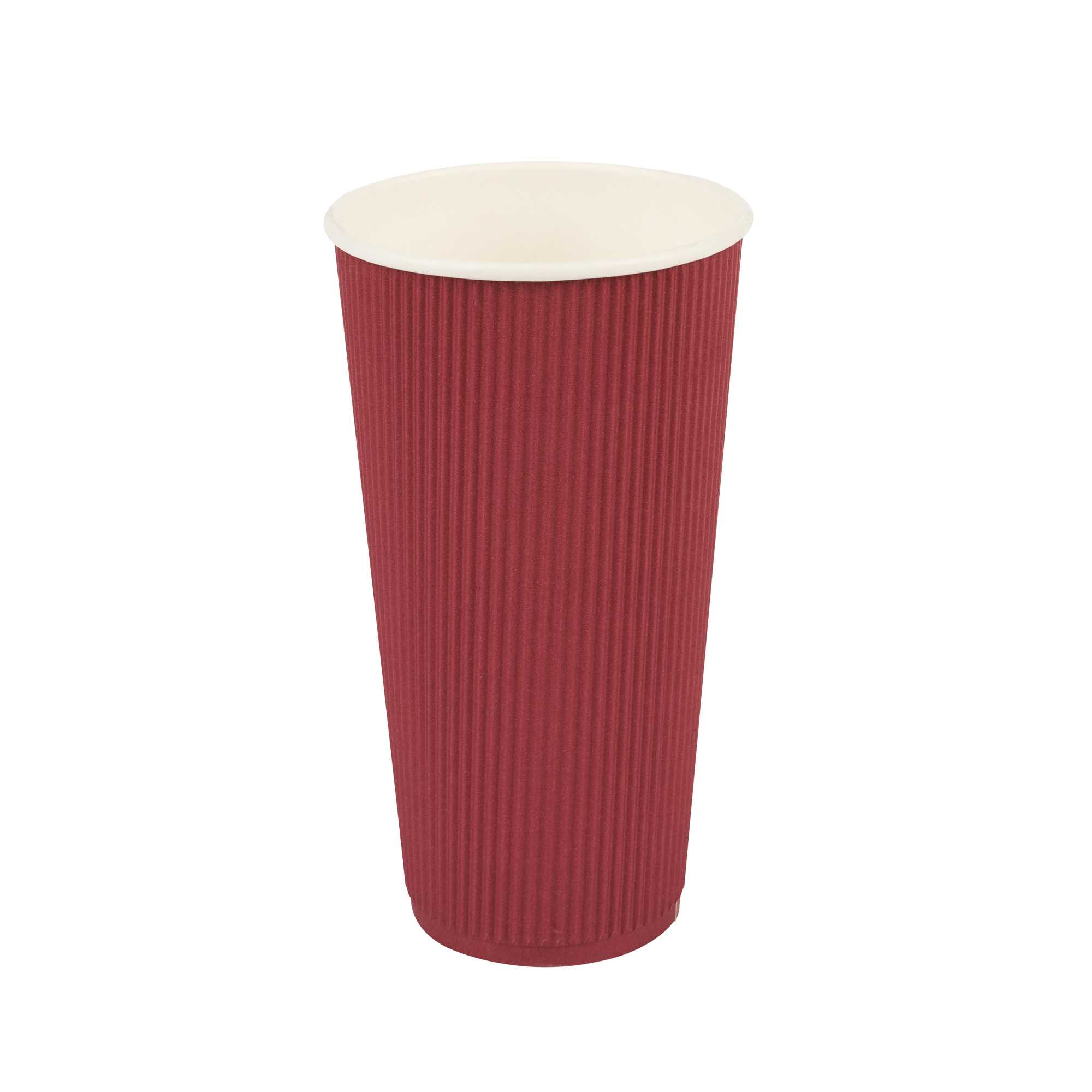 Restpresso 20 oz Crimson Paper Coffee Cup - Ripple Wall - 3 1/2" x 3 1/2" x 6 1/4" - 10 count box