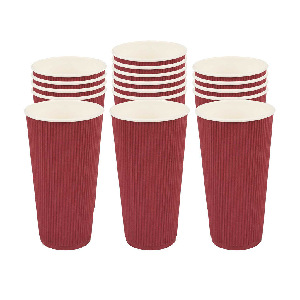 Restpresso 20 oz Crimson Paper Coffee Cup - Ripple Wall - 3 1/2" x 3 1/2" x 6 1/4" - 250 count box