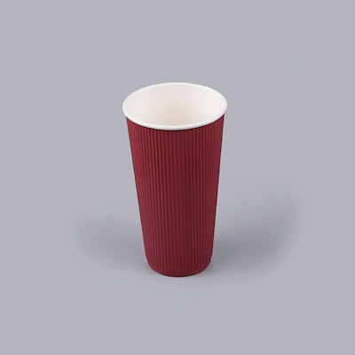 Restpresso 20 oz Crimson Paper Coffee Cup - Ripple Wall - 3 1/2" x 3 1/2" x 6 1/4" - 250 count box