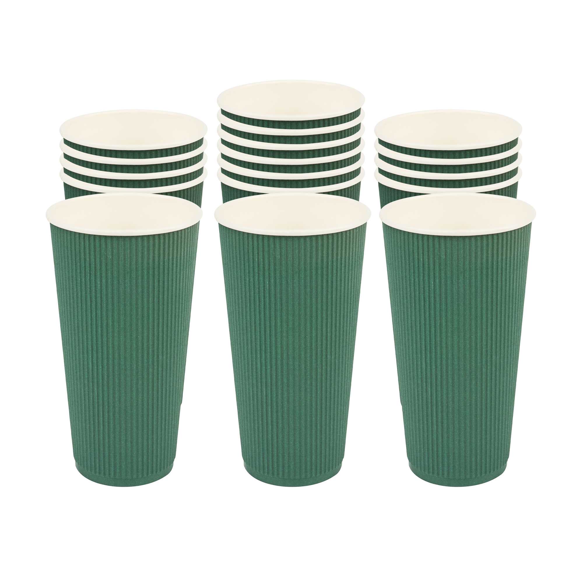 Restpresso 20 oz Forest Green Paper Coffee Cup - Ripple Wall - 3 1/2" x 3 1/2" x 6 1/4" - 10 count box