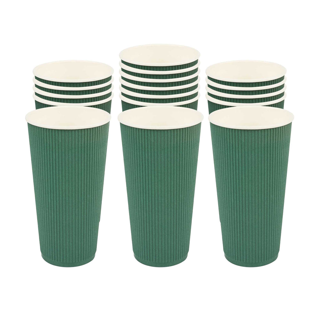 Restpresso 20 oz Forest Green Paper Coffee Cup - Ripple Wall - 3 1/2" x 3 1/2" x 6 1/4" - 250 count box