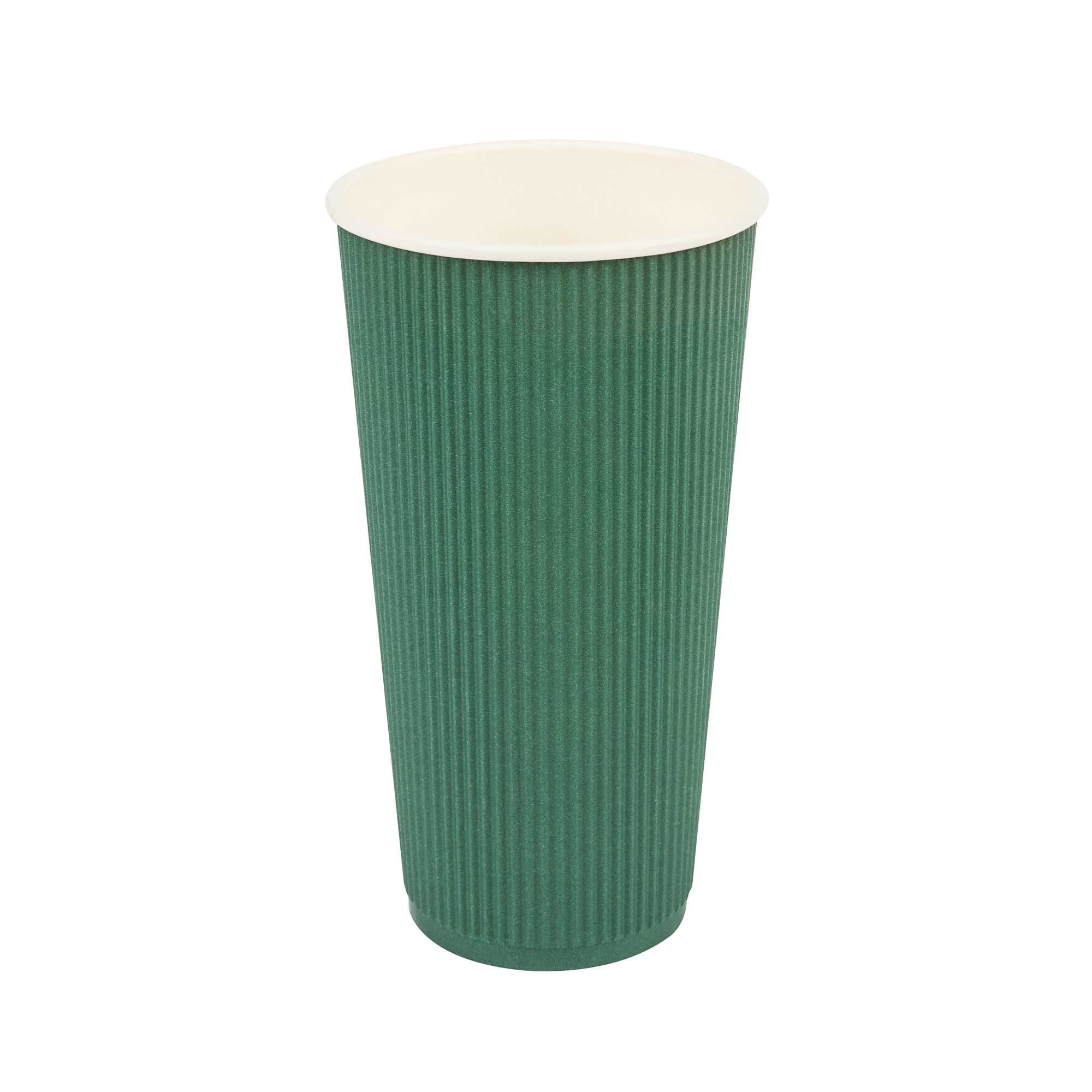 Restpresso 20 oz Forest Green Paper Coffee Cup - Ripple Wall - 3 1/2" x 3 1/2" x 6 1/4" - 250 count box