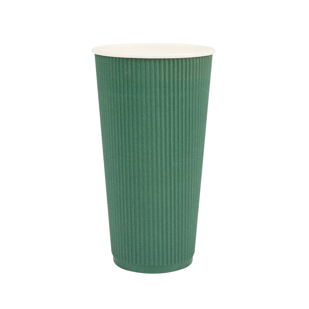 Restpresso 20 oz Forest Green Paper Coffee Cup - Ripple Wall - 3 1/2" x 3 1/2" x 6 1/4" - 250 count box