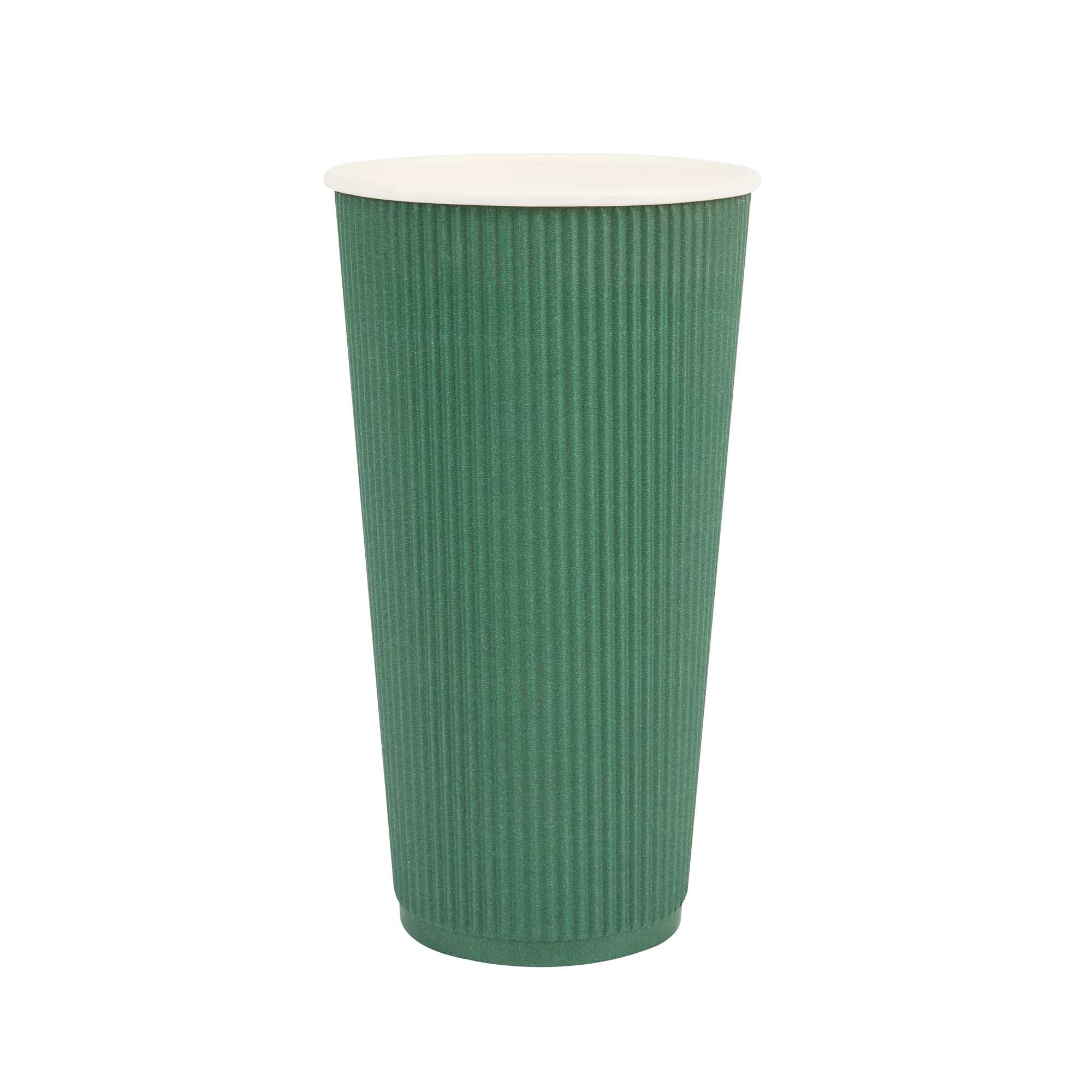 Restpresso 20 oz Forest Green Paper Coffee Cup - Ripple Wall - 3 1/2" x 3 1/2" x 6 1/4" - 250 count box