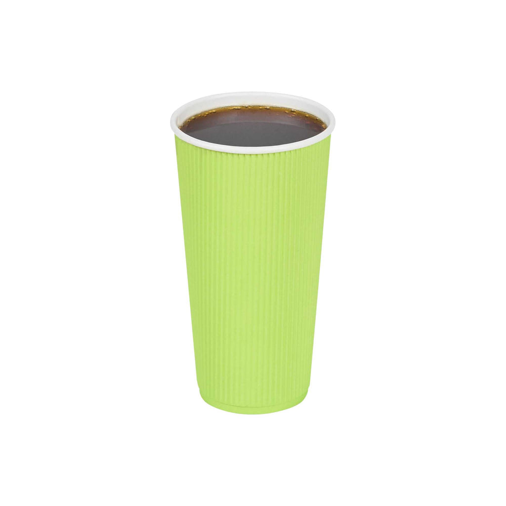 Restpresso 20 oz Eco Green Paper Coffee Cup - Ripple Wall - 3 1/2" x 3 1/2" x 6 1/4" - 10 count box