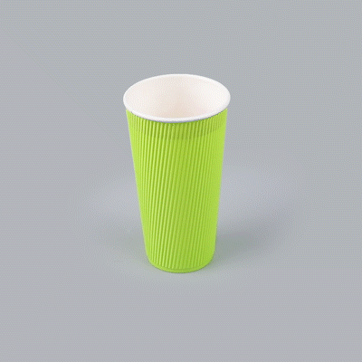 Restpresso 20 oz Eco Green Paper Coffee Cup - Ripple Wall - 3 1/2" x 3 1/2" x 6 1/4" - 10 count box