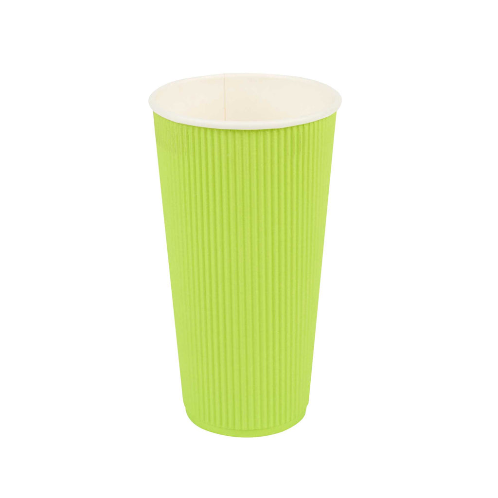 Restpresso 20 oz Eco Green Paper Coffee Cup - Ripple Wall - 3 1/2" x 3 1/2" x 6 1/4" - 10 count box