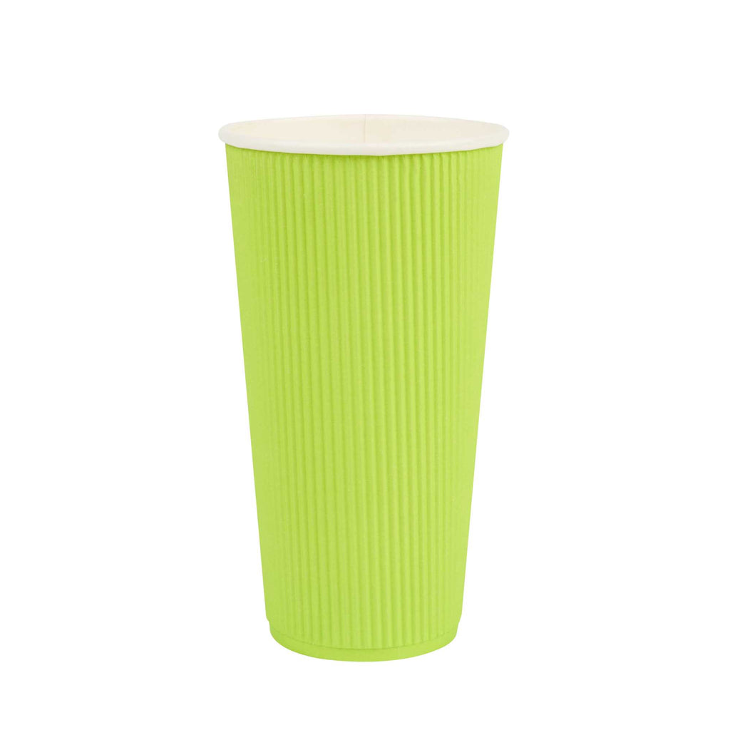 Restpresso 20 oz Eco Green Paper Coffee Cup - Ripple Wall - 3 1/2" x 3 1/2" x 6 1/4" - 10 count box