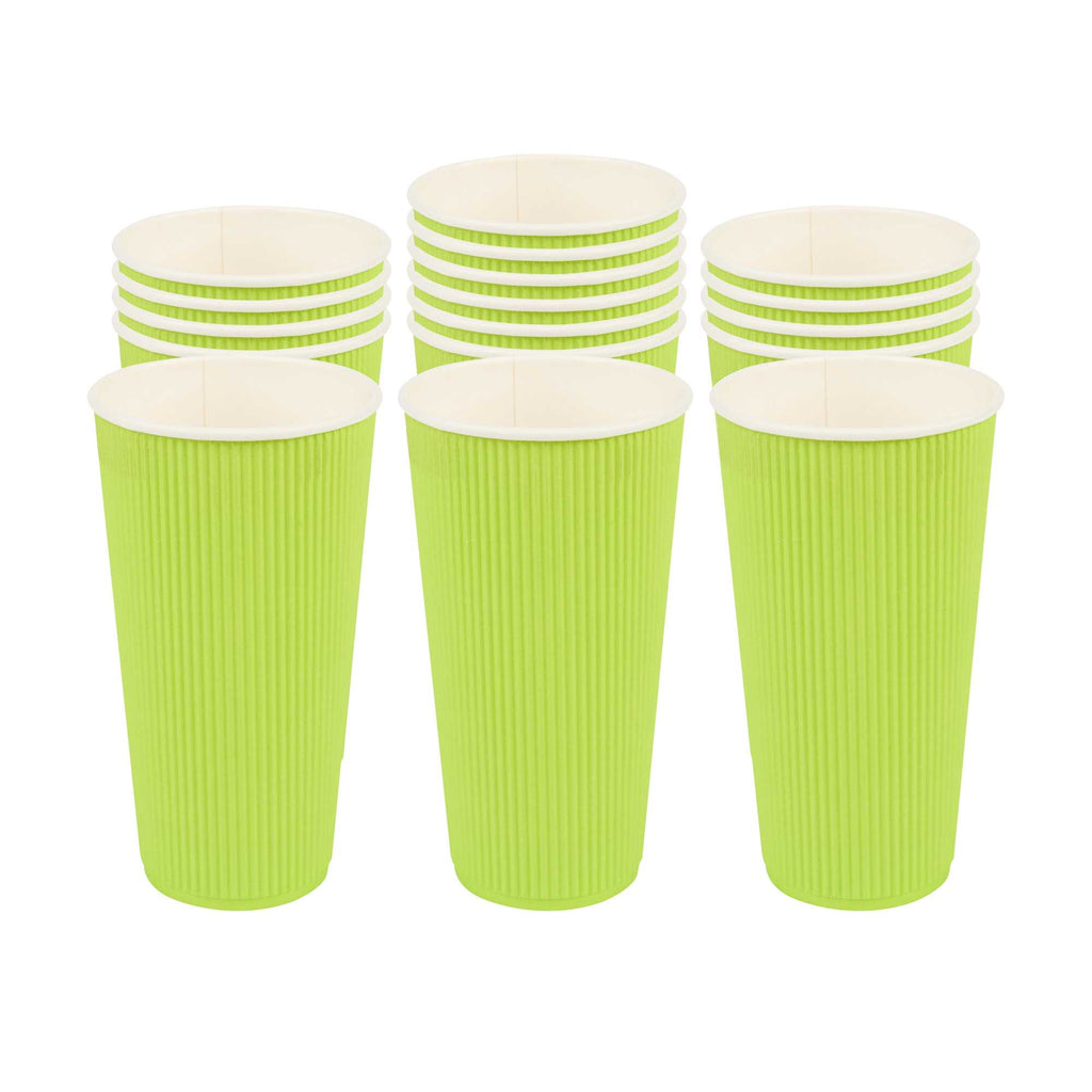 Restpresso 20 oz Eco Green Paper Coffee Cup - Ripple Wall - 3 1/2" x 3 1/2" x 6 1/4" - 250 count box