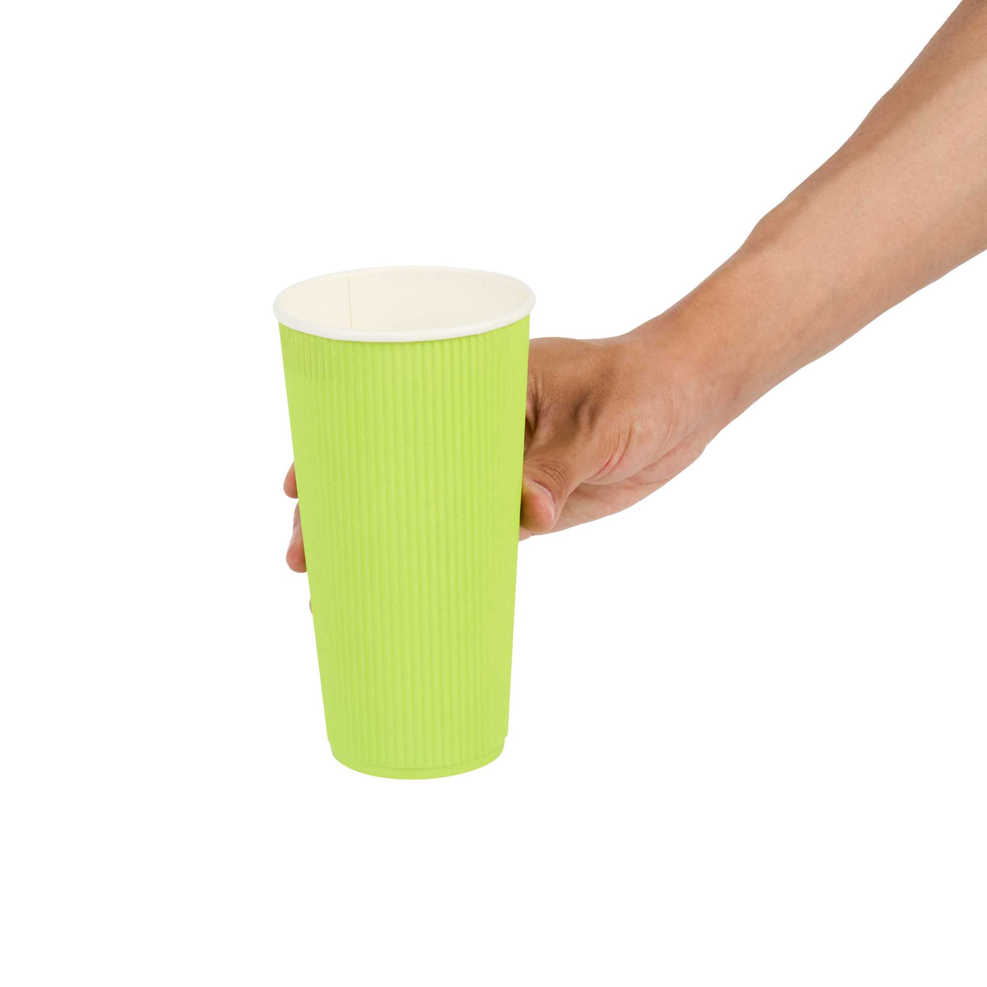 Restpresso 20 oz Eco Green Paper Coffee Cup - Ripple Wall - 3 1/2" x 3 1/2" x 6 1/4" - 250 count box