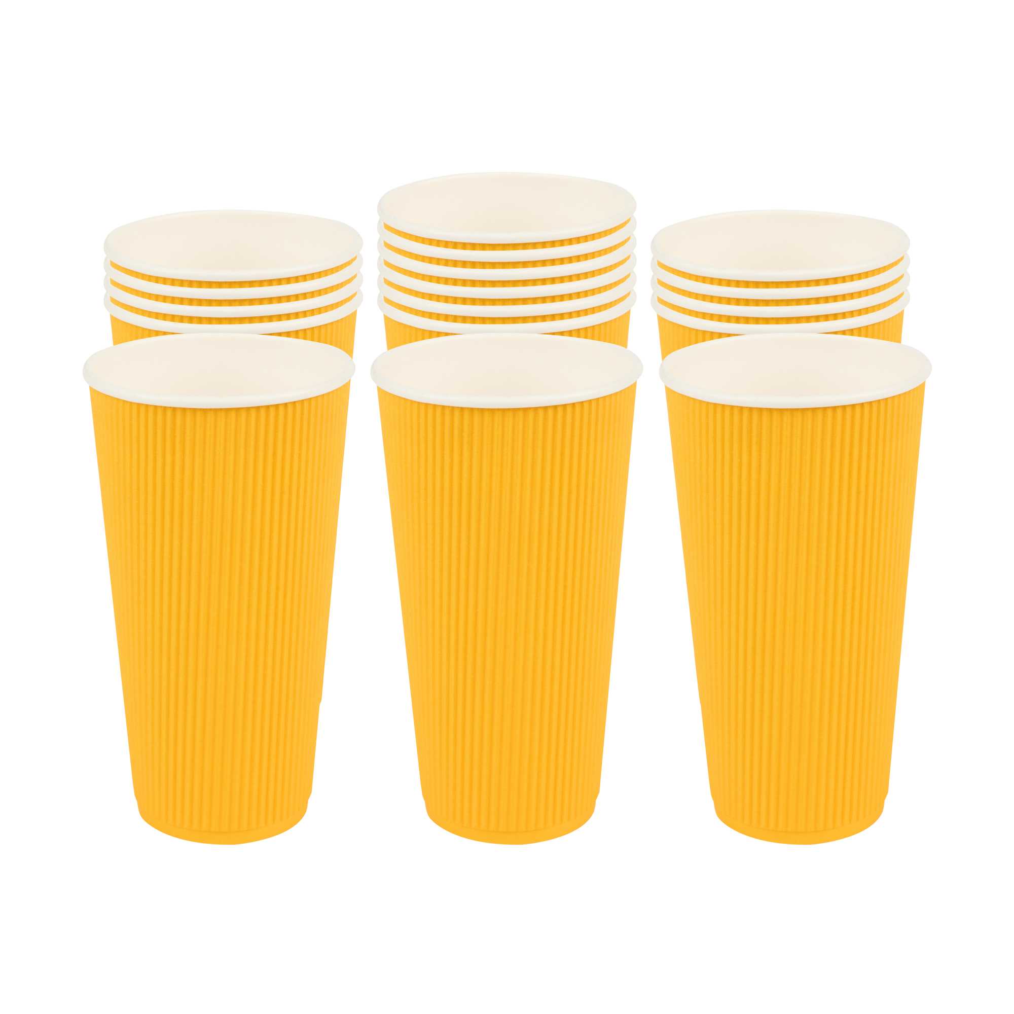 Restpresso 20 oz Yellow Paper Coffee Cup - Ripple Wall - 3 1/2" x 3 1/2" x 6 1/4" - 10 count box