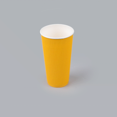 Restpresso 20 oz Yellow Paper Coffee Cup - Ripple Wall - 3 1/2" x 3 1/2" x 6 1/4" - 250 count box