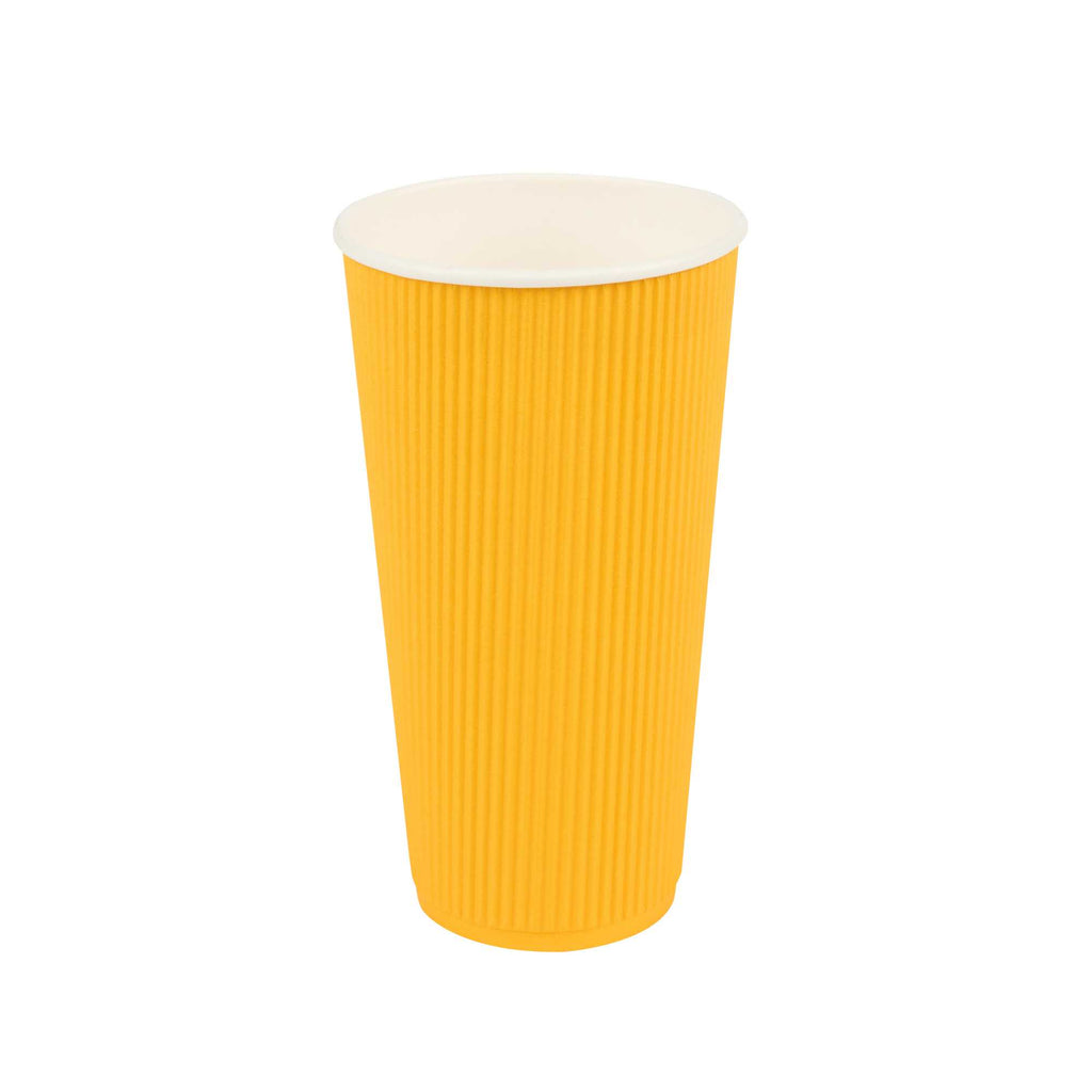 Restpresso 20 oz Yellow Paper Coffee Cup - Ripple Wall - 3 1/2" x 3 1/2" x 6 1/4" - 250 count box