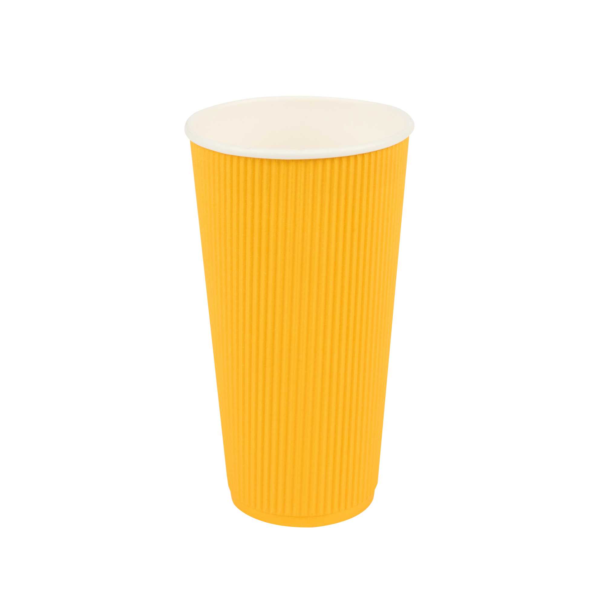 Restpresso 20 oz Yellow Paper Coffee Cup - Ripple Wall - 3 1/2" x 3 1/2" x 6 1/4" - 250 count box