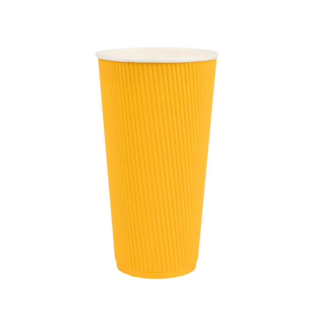 Restpresso 20 oz Yellow Paper Coffee Cup - Ripple Wall - 3 1/2" x 3 1/2" x 6 1/4" - 250 count box
