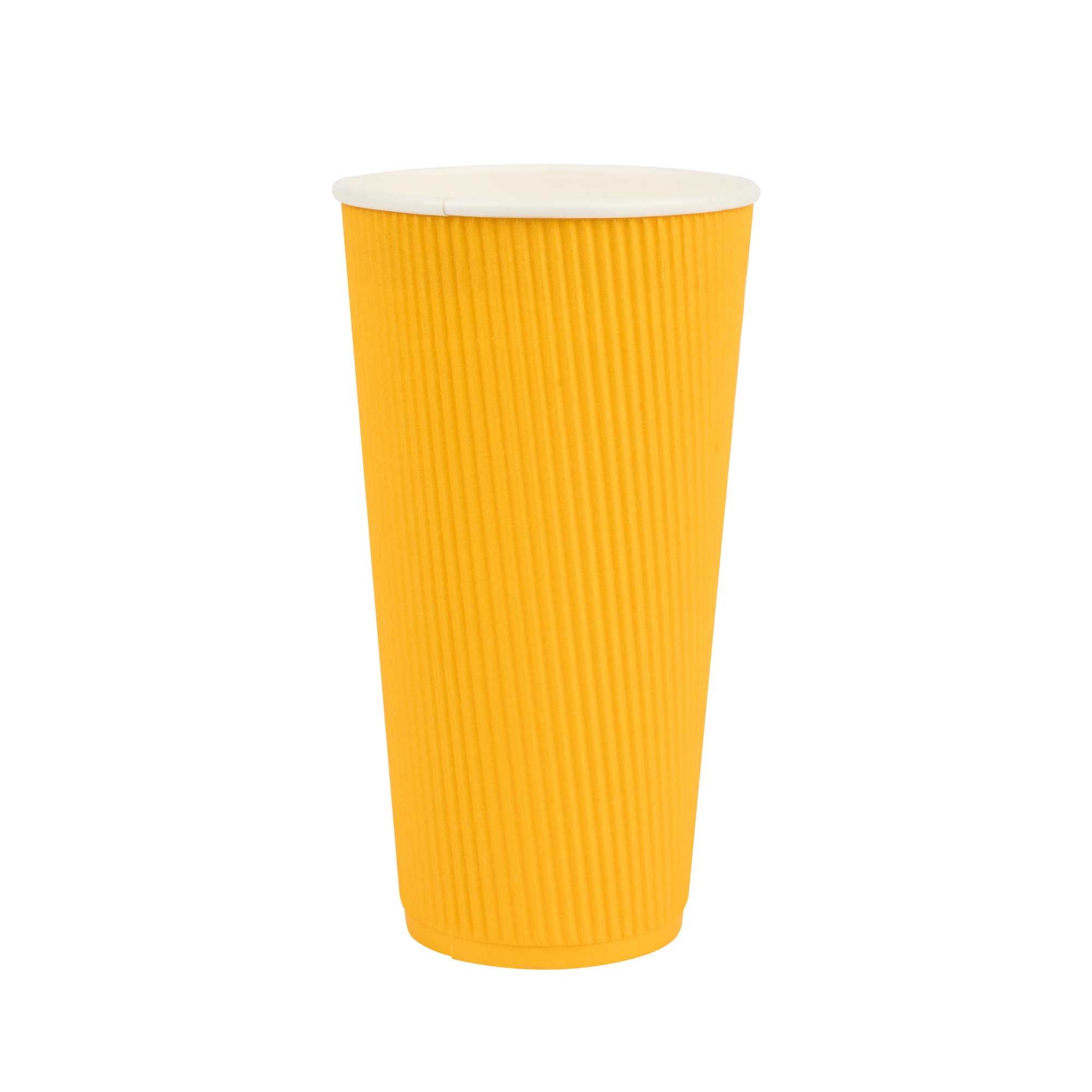 Restpresso 20 oz Yellow Paper Coffee Cup - Ripple Wall - 3 1/2" x 3 1/2" x 6 1/4" - 250 count box