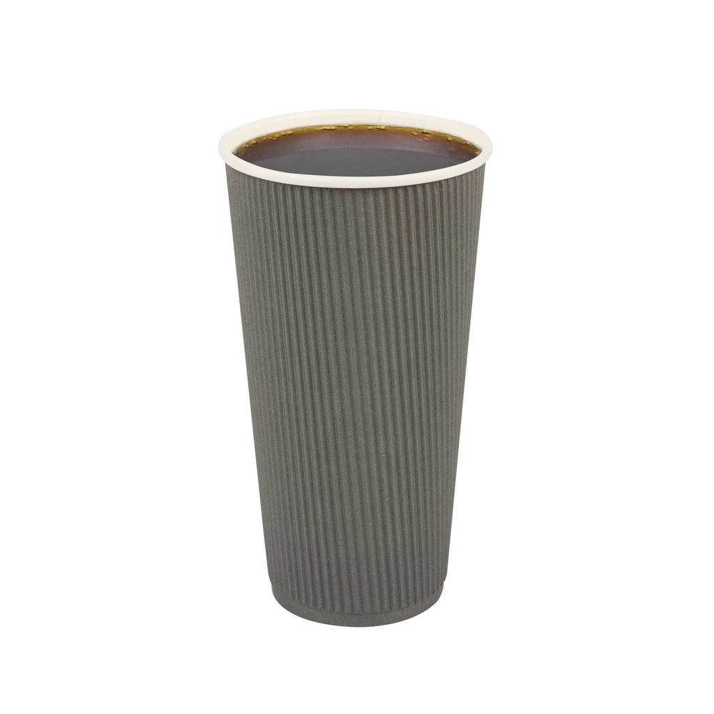 Restpresso 20 oz Gray Paper Coffee Cup - Ripple Wall - 3 1/2" x 3 1/2" x 6 1/4" - 250 count box