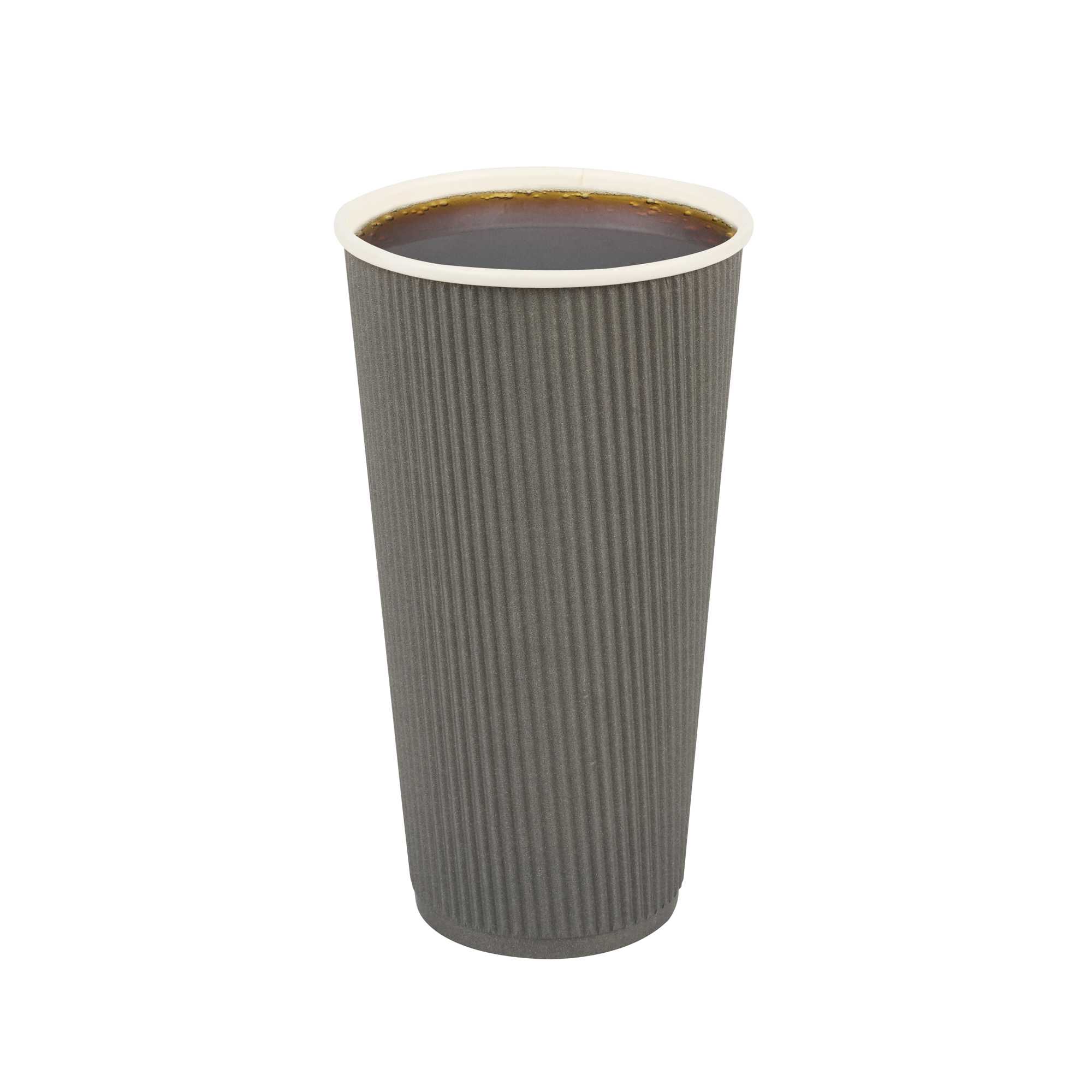 Restpresso 20 oz Gray Paper Coffee Cup - Ripple Wall - 3 1/2" x 3 1/2" x 6 1/4" - 250 count box