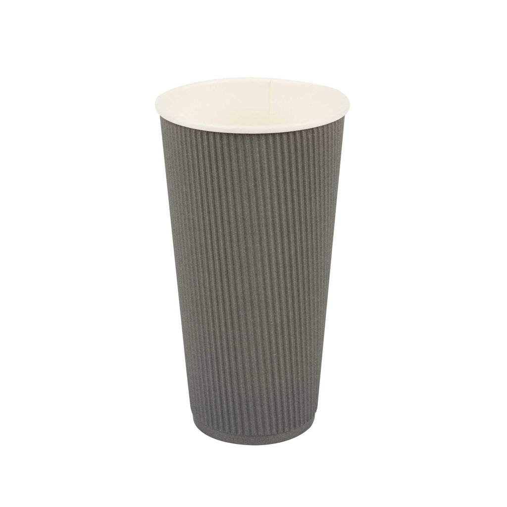 Restpresso 20 oz Gray Paper Coffee Cup - Ripple Wall - 3 1/2" x 3 1/2" x 6 1/4" - 10 count box