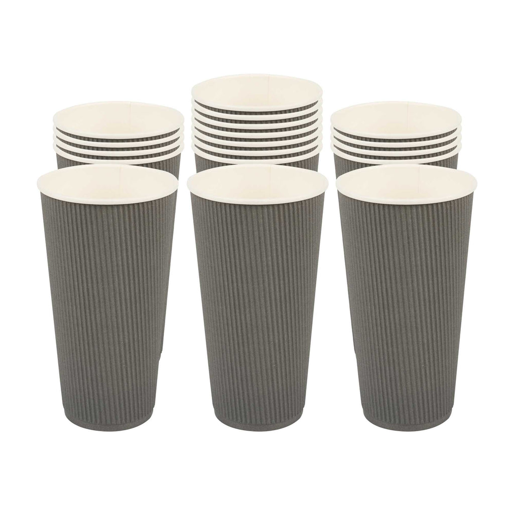 Restpresso 20 oz Gray Paper Coffee Cup - Ripple Wall - 3 1/2" x 3 1/2" x 6 1/4" - 250 count box