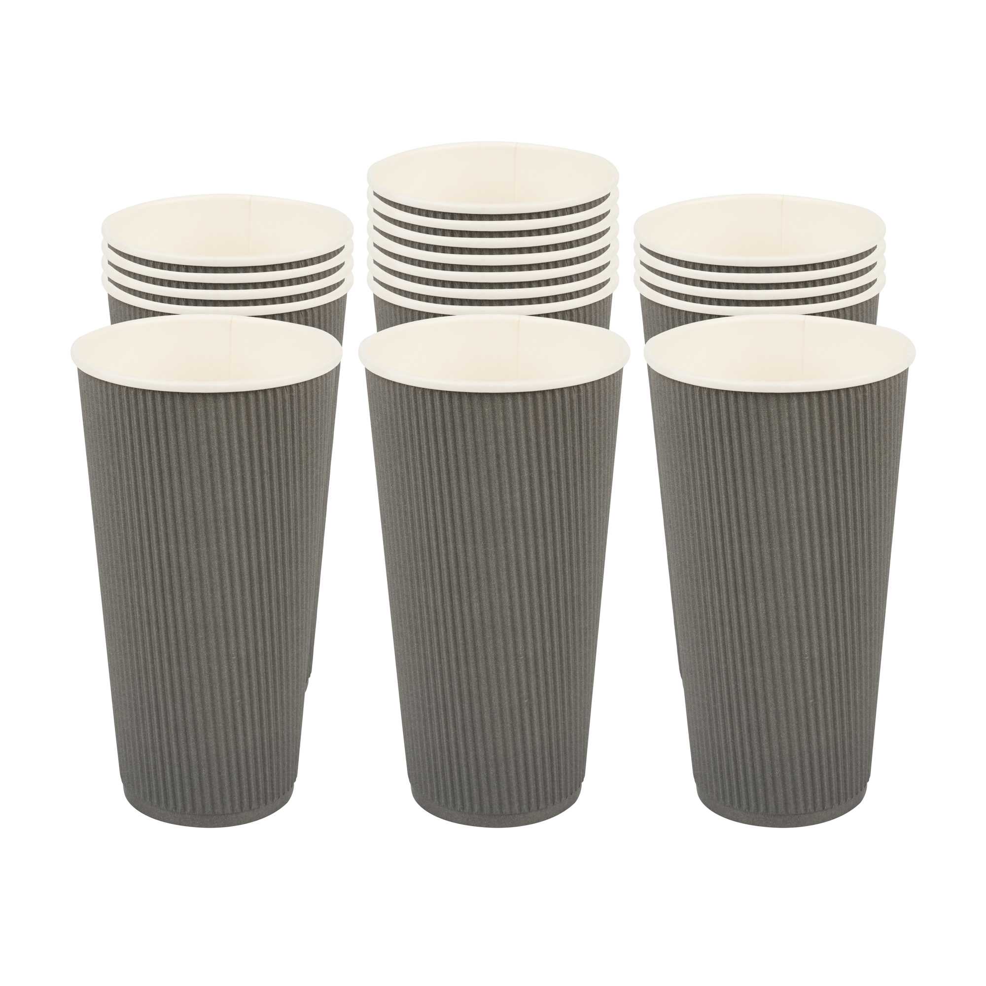 Restpresso 20 oz Gray Paper Coffee Cup - Ripple Wall - 3 1/2" x 3 1/2" x 6 1/4" - 250 count box