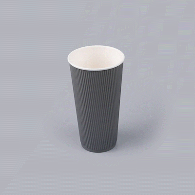 Restpresso 20 oz Gray Paper Coffee Cup - Ripple Wall - 3 1/2" x 3 1/2" x 6 1/4" - 250 count box