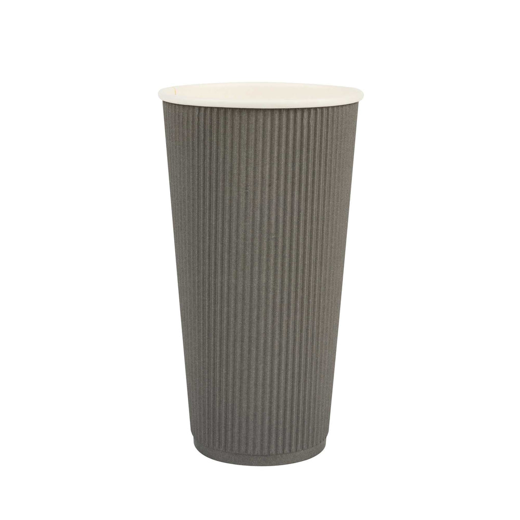 Restpresso 20 oz Gray Paper Coffee Cup - Ripple Wall - 3 1/2" x 3 1/2" x 6 1/4" - 250 count box
