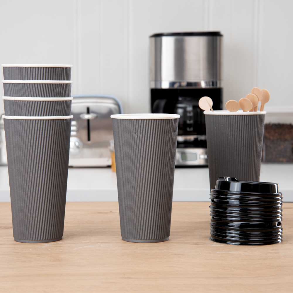 Restpresso 20 oz Gray Paper Coffee Cup - Ripple Wall - 3 1/2" x 3 1/2" x 6 1/4" - 250 count box
