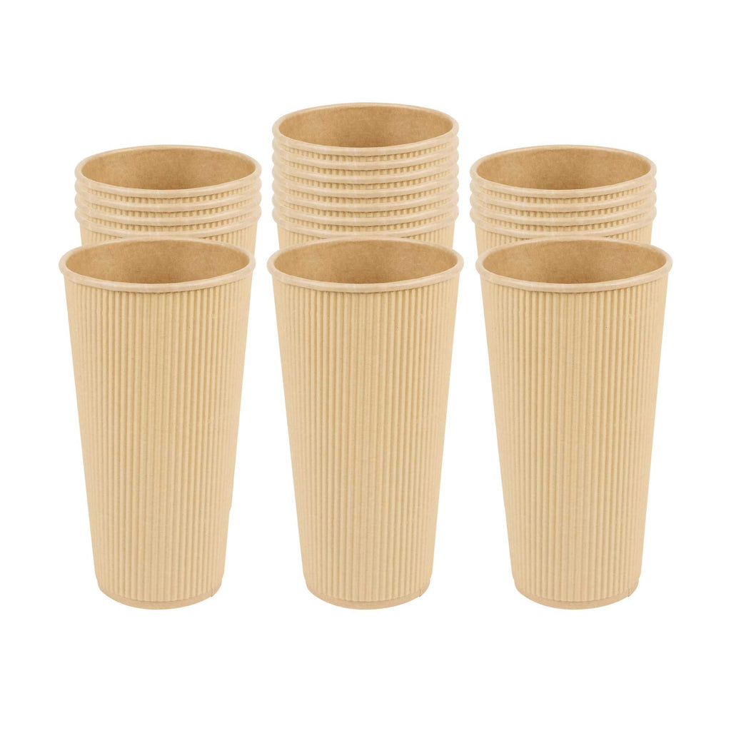 Restpresso 20 oz Kraft Paper Coffee Cup - Ripple Wall - 3 1/2" x 3 1/2" x 6 1/4" - 10 count box