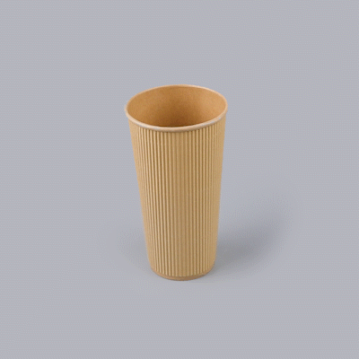 Restpresso 20 oz Kraft Paper Coffee Cup - Ripple Wall - 3 1/2" x 3 1/2" x 6 1/4" - 10 count box