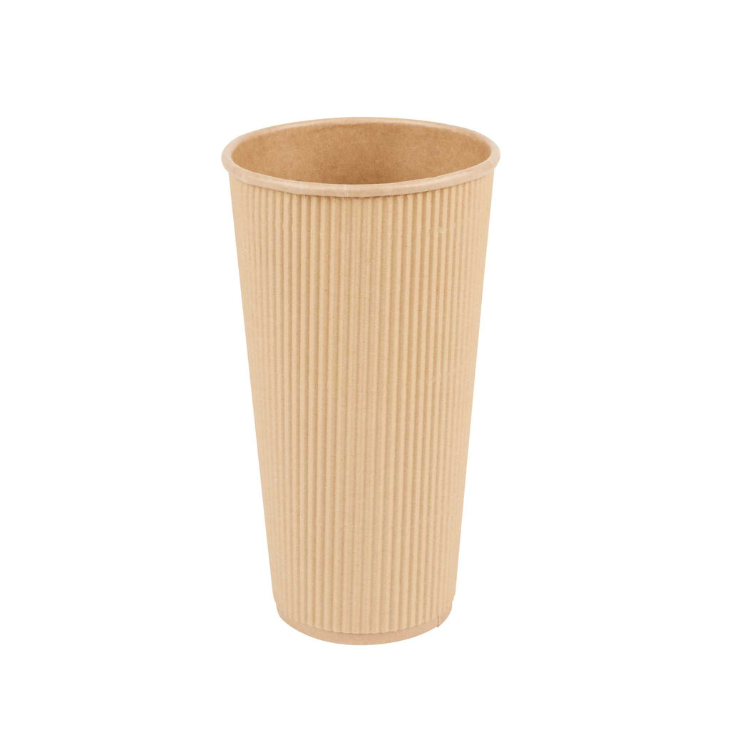 Restpresso 20 oz Kraft Paper Coffee Cup - Ripple Wall - 3 1/2" x 3 1/2" x 6 1/4" - 10 count box