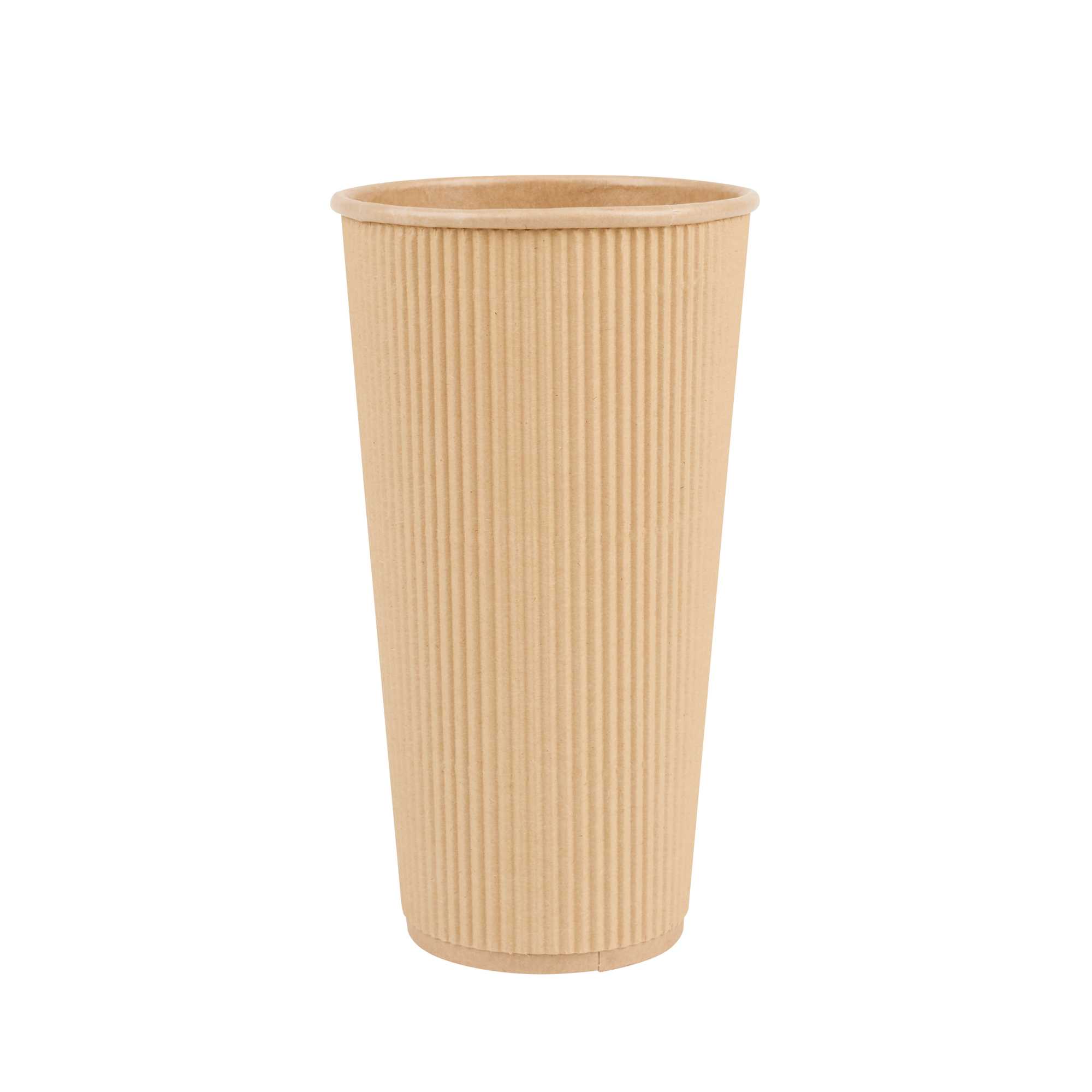 Restpresso 20 oz Kraft Paper Coffee Cup - Ripple Wall - 3 1/2" x 3 1/2" x 6 1/4" - 10 count box