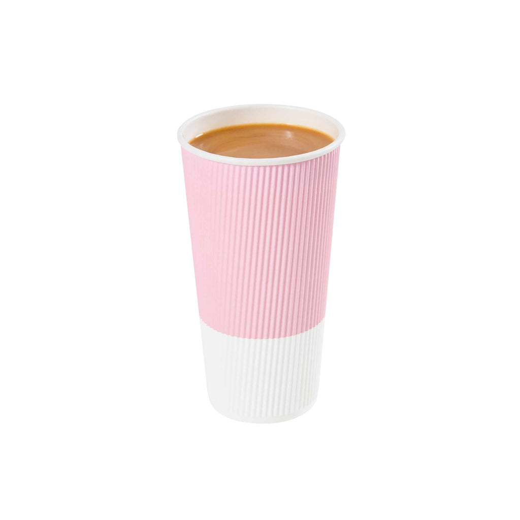 Restpresso 20 oz Light Pink Paper Coffee Cup - Ripple Wall - 3 1/2" x 3 1/2" x 6 1/4" - 10 count box