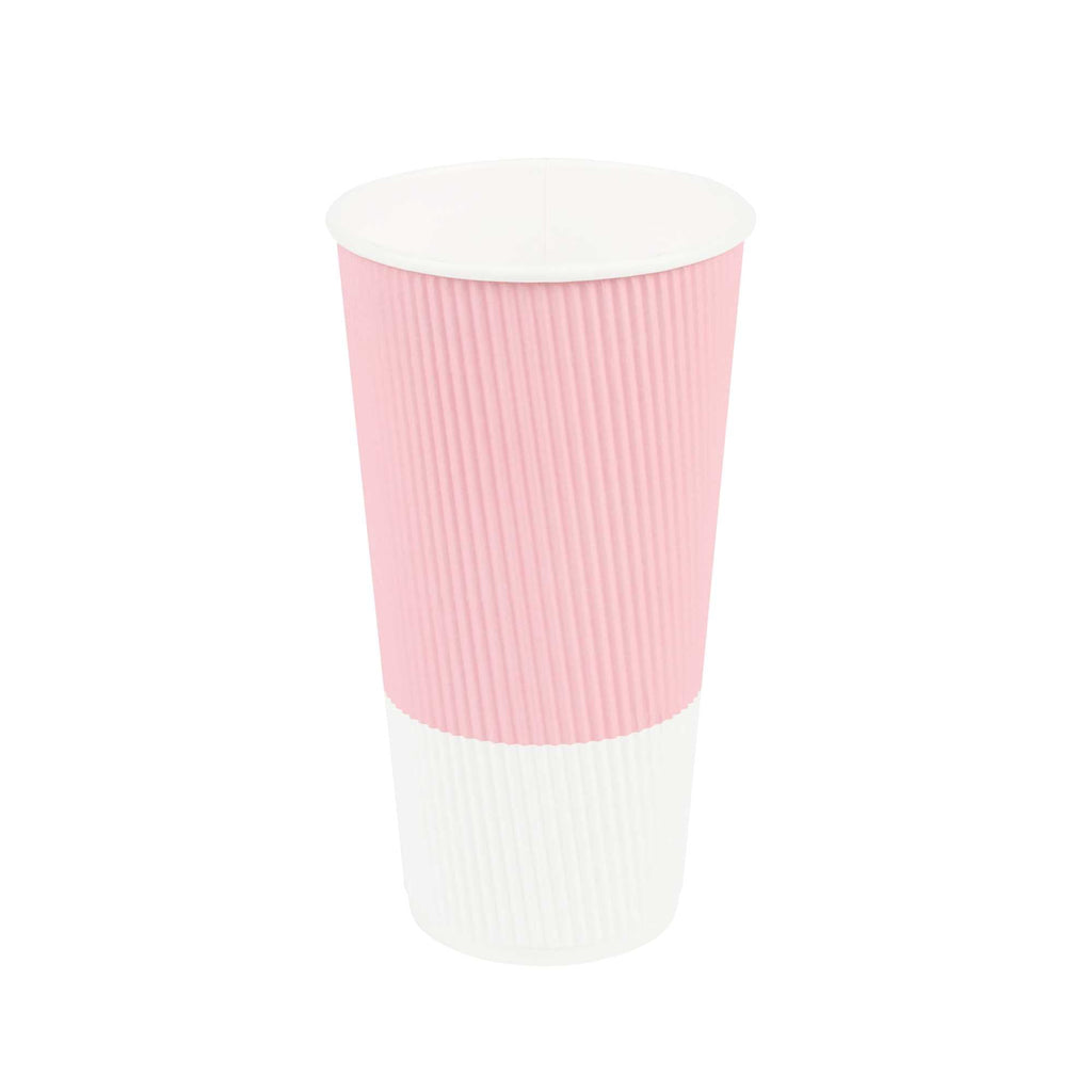 Restpresso 20 oz Light Pink Paper Coffee Cup - Ripple Wall - 3 1/2" x 3 1/2" x 6 1/4" - 10 count box