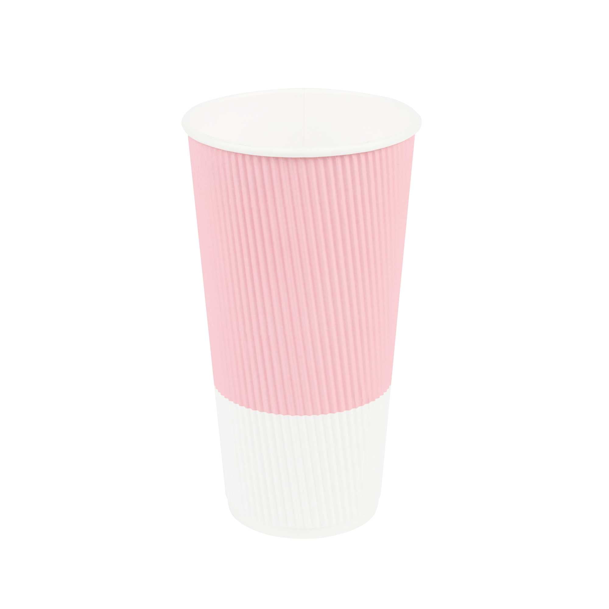 Restpresso 20 oz Light Pink Paper Coffee Cup - Ripple Wall - 3 1/2" x 3 1/2" x 6 1/4" - 10 count box