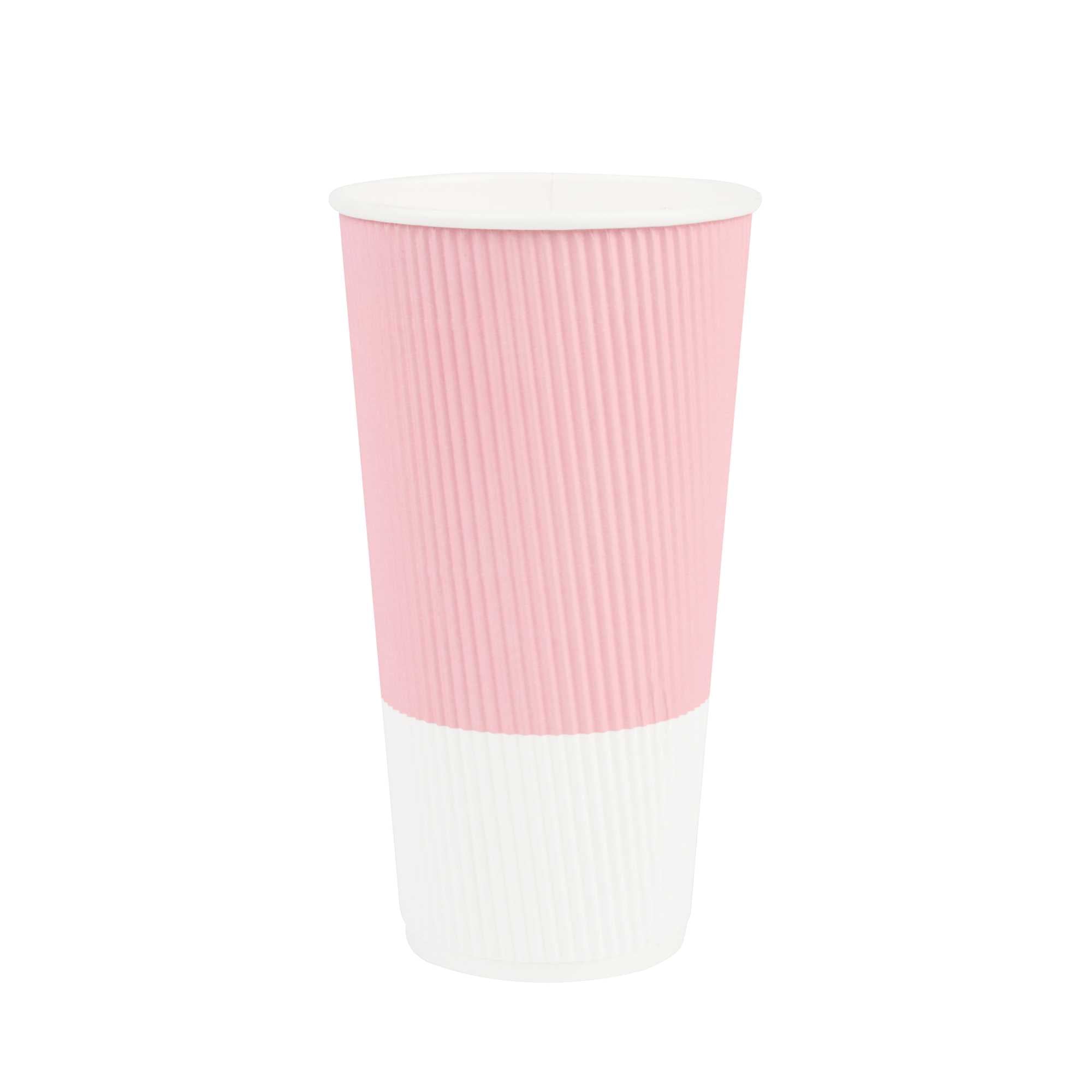 Restpresso 20 oz Light Pink Paper Coffee Cup - Ripple Wall - 3 1/2" x 3 1/2" x 6 1/4" - 10 count box