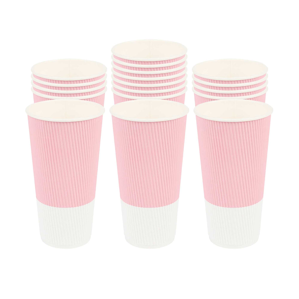 Restpresso 20 oz Light Pink Paper Coffee Cup - Ripple Wall - 3 1/2" x 3 1/2" x 6 1/4" - 250 count box