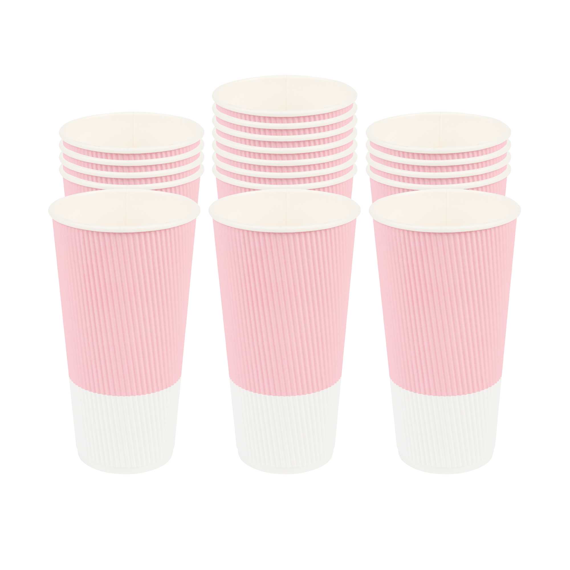 Restpresso 20 oz Light Pink Paper Coffee Cup - Ripple Wall - 3 1/2" x 3 1/2" x 6 1/4" - 250 count box