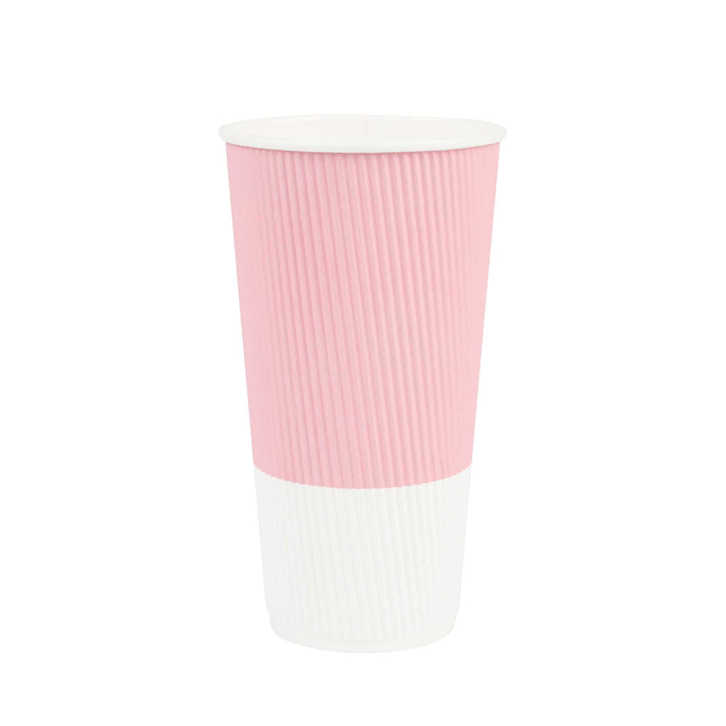 Restpresso 20 oz Light Pink Paper Coffee Cup - Ripple Wall - 3 1/2" x 3 1/2" x 6 1/4" - 250 count box