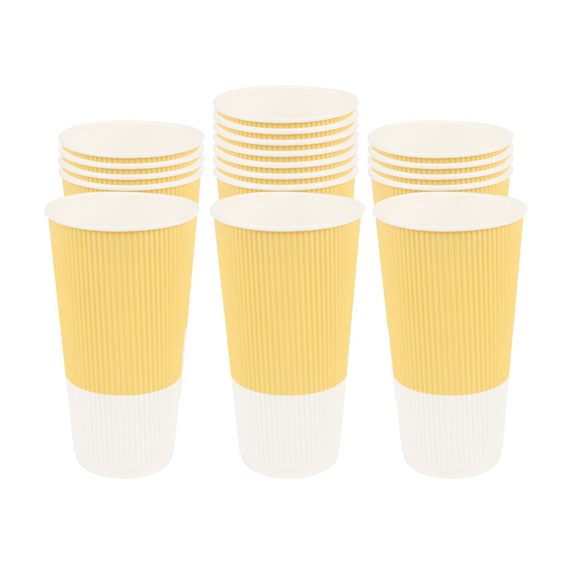 Restpresso 20 oz Light Yellow Paper Coffee Cup - Ripple Wall - 3 1/2" x 3 1/2" x 6 1/4" - 10 count box