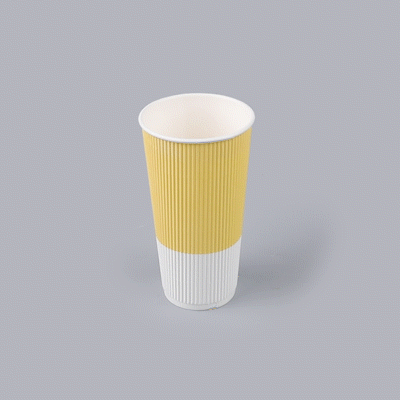 Restpresso 20 oz Light Yellow Paper Coffee Cup - Ripple Wall - 3 1/2" x 3 1/2" x 6 1/4" - 10 count box