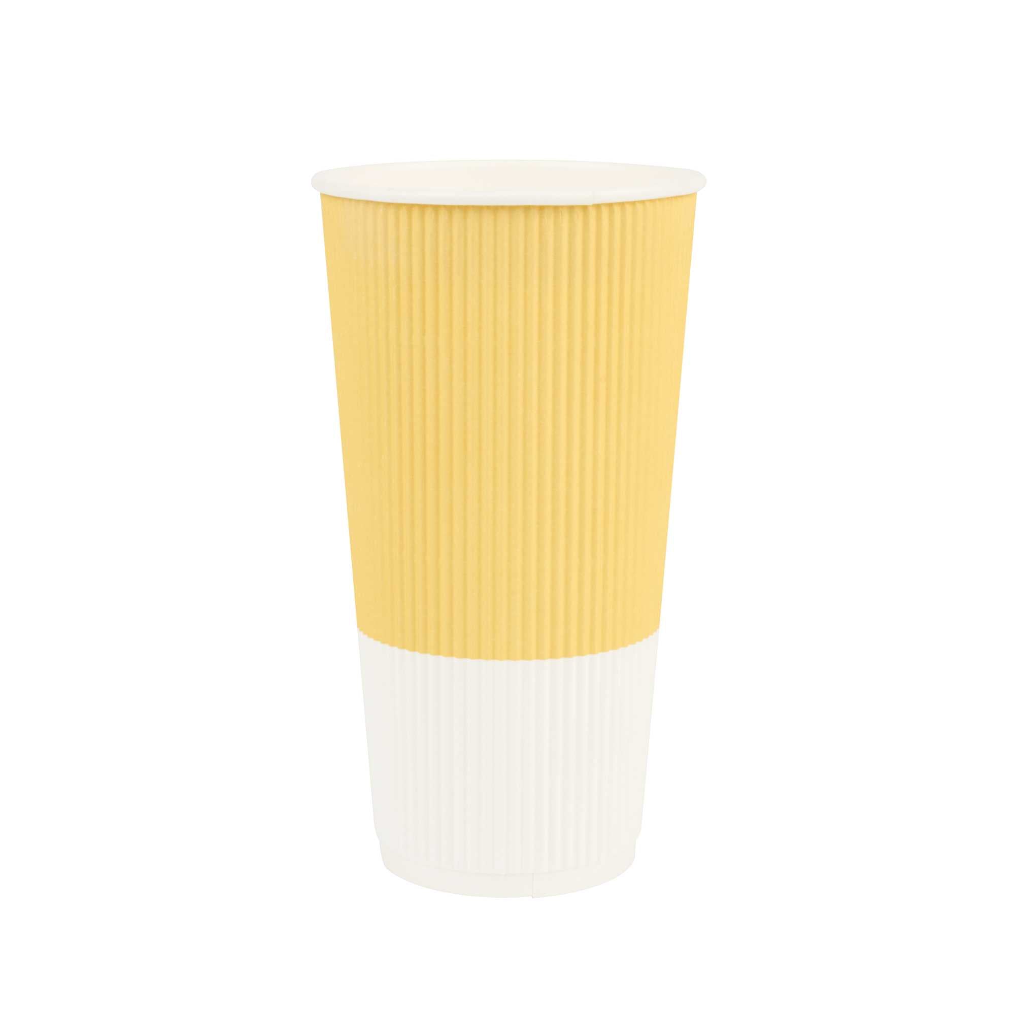 Restpresso 20 oz Light Yellow Paper Coffee Cup - Ripple Wall - 3 1/2" x 3 1/2" x 6 1/4" - 250 count box