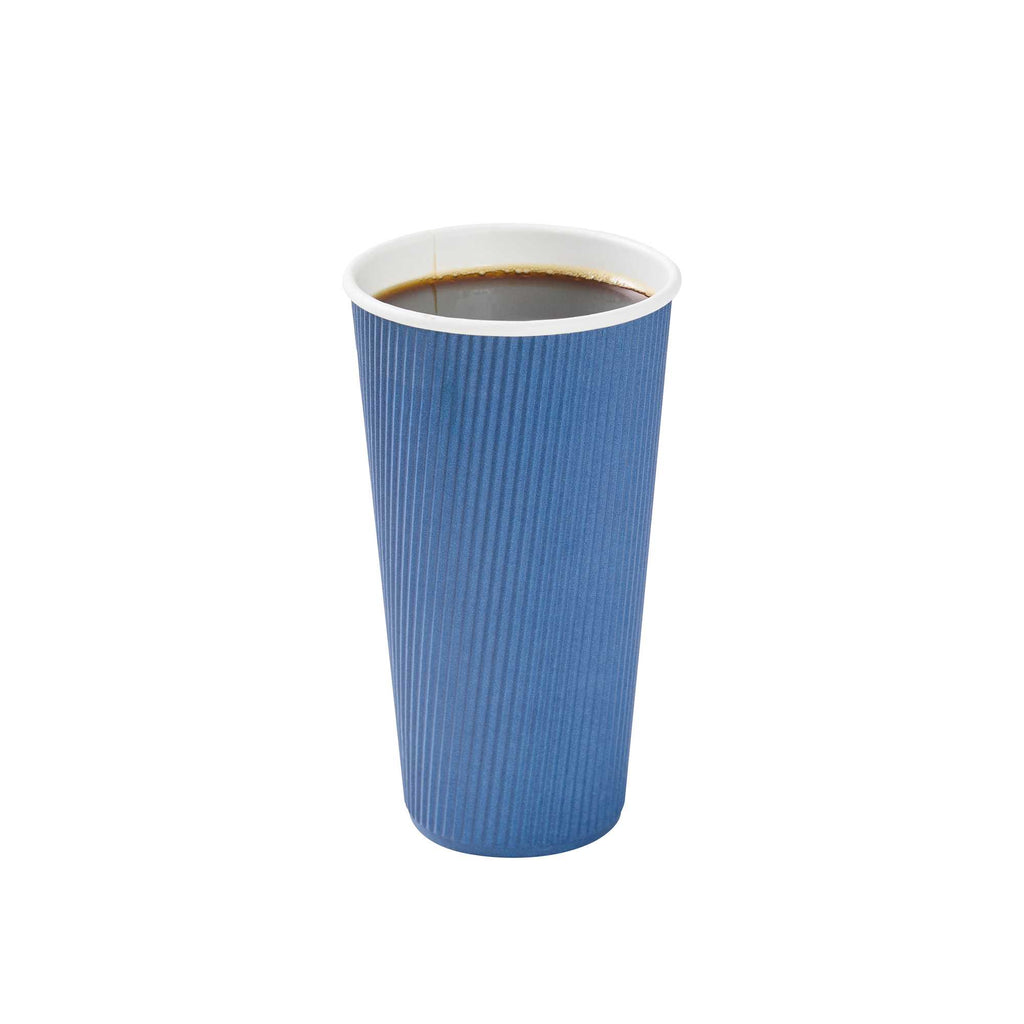 Restpresso 20 oz Midnight Blue Paper Coffee Cup - Ripple Wall - 3 1/2" x 3 1/2" x 6 1/4" - 250 count box