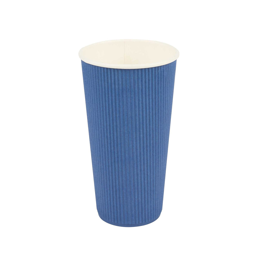 Restpresso 20 oz Midnight Blue Paper Coffee Cup - Ripple Wall - 3 1/2" x 3 1/2" x 6 1/4" - 10 count box