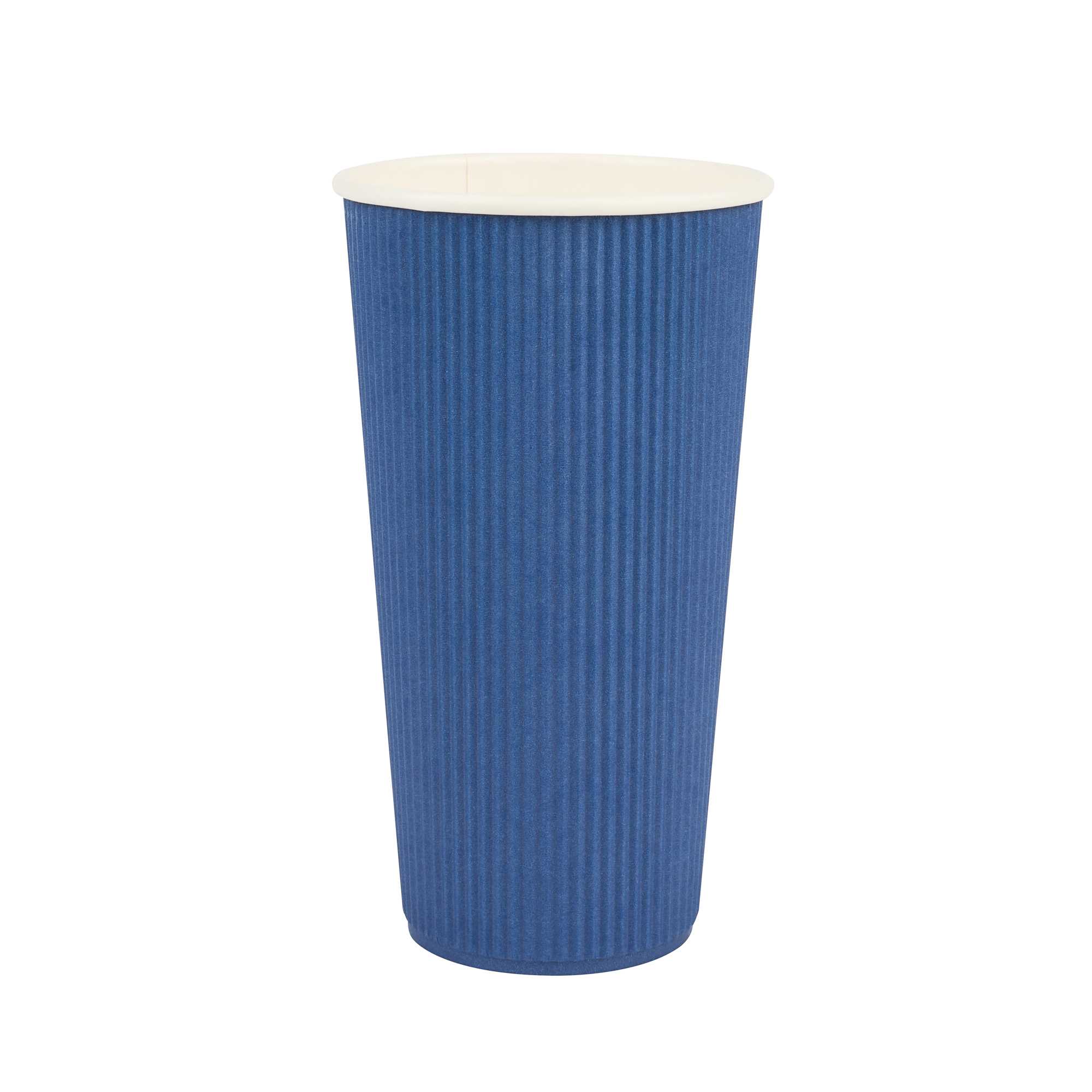 Restpresso 20 oz Midnight Blue Paper Coffee Cup - Ripple Wall - 3 1/2" x 3 1/2" x 6 1/4" - 10 count box